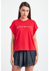 Emporio Armani Swimwear - T-shirt EMPORIO ARMANI SWIMWEAR. Materiał: materiał, bawełna. Długość rękawa: krótki rękaw. Długość: krótkie. Wzór: nadruk #5