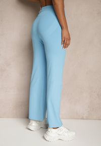 Renee - Niebieskie Legginsy High Waist z Szeroką Gumką w Pasie Idalania. Okazja: na co dzień. Stan: podwyższony. Kolor: niebieski. Styl: casual, elegancki #4
