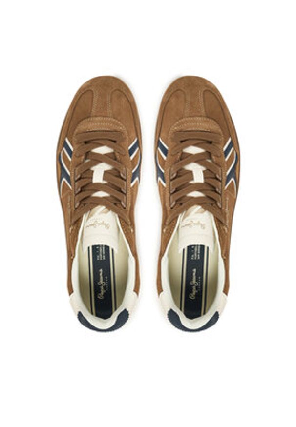 Pepe Jeans Sneakersy Ball Mix M PMS000009 Brązowy. Kolor: brązowy. Materiał: zamsz, skóra