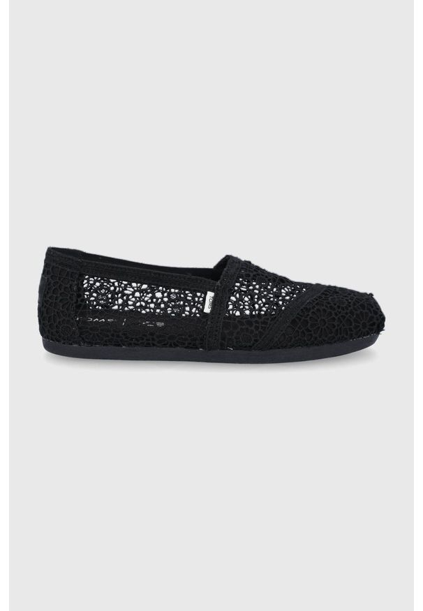 Toms Espadryle Alpargata kolor czarny. Nosek buta: okrągły. Kolor: czarny. Materiał: guma, materiał. Wzór: gładki