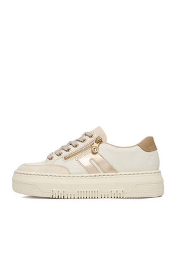 Rieker Sneakersy M1912-80 Écru. Kolor: kremowy. Materiał: syntetyk, skóra