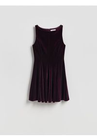 Reserved - Welurowa sukienka - ciemnofioletowy. Kolor: fioletowy. Materiał: welur. Typ sukienki: proste #1