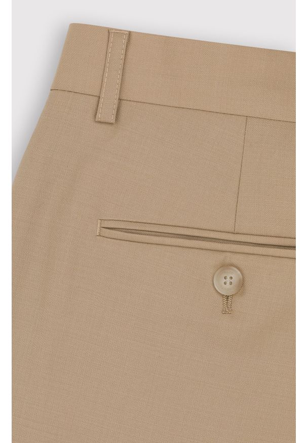 Pako Lorente - PAKO LORENTE – Beżowe garniturowe spodnie męskie z wełną. Kolor: beżowy. Materiał: wełna. Styl: elegancki