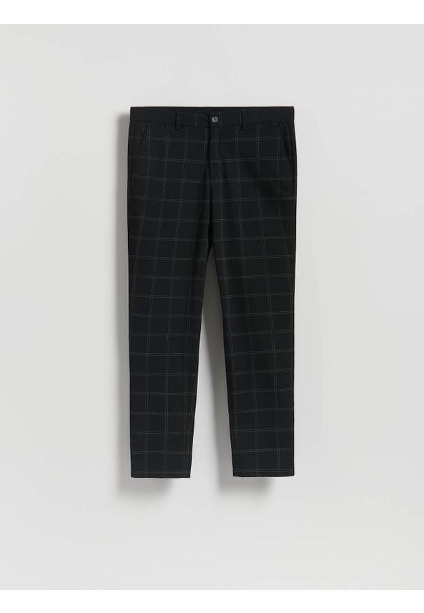Reserved - Spodnie chino slim w kratę - czarny. Kolor: czarny. Materiał: wiskoza, tkanina
