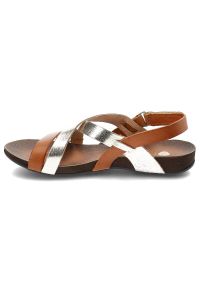 Brązowe Sandały Armodo Modne Obuwie Damskie. Zapięcie: rzepy. Kolor: brązowy. Materiał: jeans, skóra. Sezon: lato #4