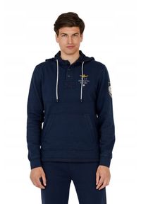 Aeronautica Militare - AERONAUTICA MILITARE Granatowa bluza męska, Rozmiar L. Typ kołnierza: kaptur. Kolor: niebieski #5