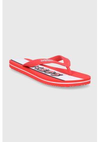 Superdry Japonki męskie kolor czerwony. Kolor: czerwony. Materiał: materiał, guma. Obcas: na obcasie. Wysokość obcasa: niski #2