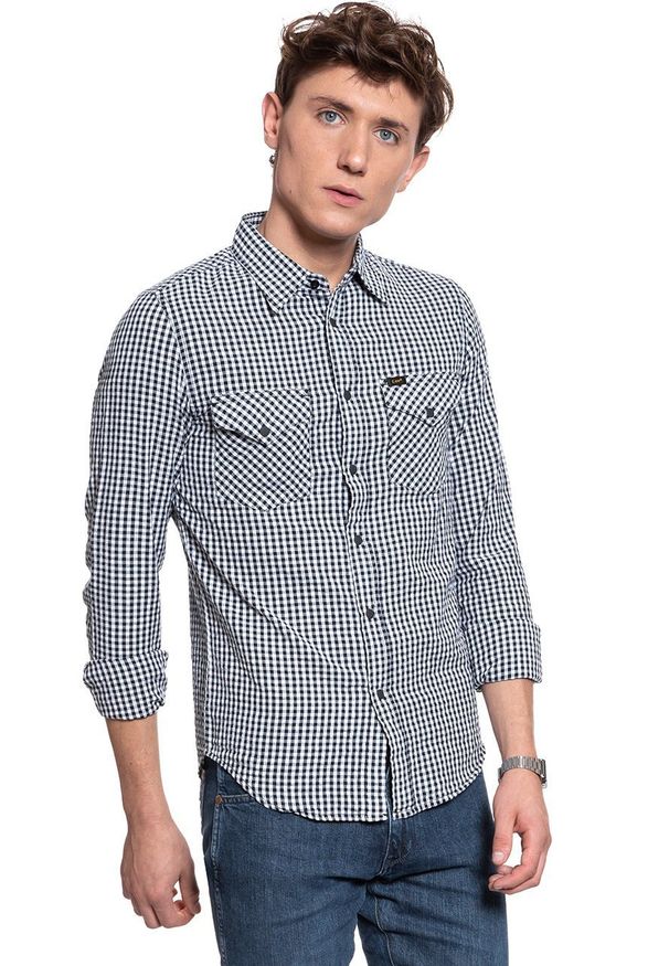 Lee - LEE WESTERN SHIRT MĘSKA KOSZULA W KRATĘ BLACK L644NL01. Kolor: czarny. Wzór: kratka