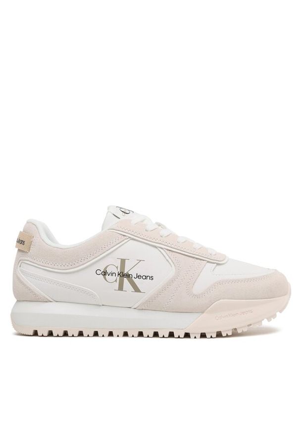 Calvin Klein Jeans Sneakersy Toothy Runner Irregular Lines YM0YM00624 Biały. Kolor: biały. Materiał: skóra