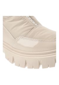 Beżowe Śniegowce Filippo Ocieplane Buty Damskie. Okazja: na spacer. Zapięcie: zamek. Kolor: beżowy. Materiał: materiał. Wzór: napisy. Sezon: zima #3