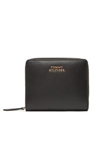 TOMMY HILFIGER - Tommy Hilfiger Mały Portfel Damski Th Leather Slg Med Za Flap AW0AW17499 Czarny. Kolor: czarny. Materiał: skóra