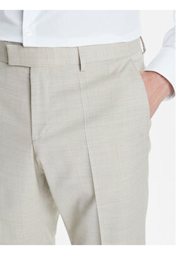BOSS Garnitur H-Huge 50546099 Beżowy Slim Fit. Kolor: beżowy. Materiał: wełna