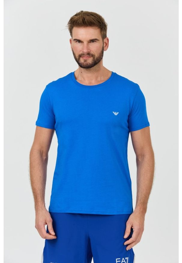 Emporio Armani - EMPORIO ARMANI Niebieski t-shirt basique. Kolor: niebieski