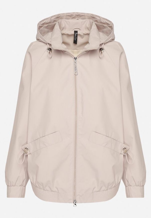 Born2be - Jasnobeżowa Kurtka Parka o Pudełkowym Kroju ze Ściągaczem w Talii i Kapturem Sesoliena. Okazja: na spacer, na co dzień. Kolor: beżowy. Materiał: jeans. Długość rękawa: długi rękaw. Długość: długie. Styl: elegancki, casual