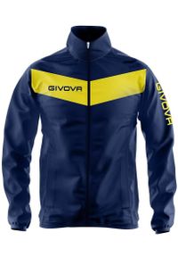 Kurtka Przeciwdeszczowa Givova Niebiesko-Żółta - Wodoodporna i Oddychająca. Kolor: niebieski, wielokolorowy, żółty. Materiał: nylon. Styl: elegancki