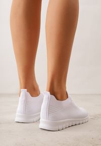Born2be - Białe Sznurowane Buty Sportowe Sneakersy z Siateczki Caeolea. Okazja: na co dzień. Kolor: biały. Materiał: jeans. Sport: fitness, joga i pilates #7