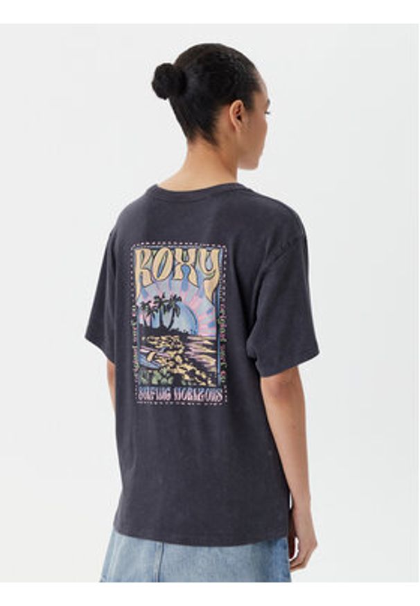 Roxy T-Shirt ERJZT05905 Szary Oversize. Kolor: szary. Materiał: bawełna