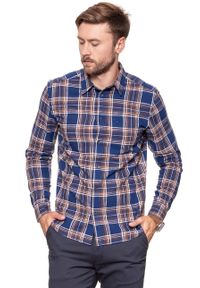 Wrangler - KOSZULA WRANGLER LS 1PKT SHIRT BLUE DEPTHS W5760OPJY. Wzór: kratka #9