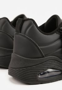 Renee - Czarne Sneakersy na Platformie z Przezroczystą Wstawką i Suwakiem z Napisami Valentinae. Okazja: na co dzień. Kolor: czarny. Materiał: jeans. Wzór: napisy. Obcas: na platformie. Wysokość obcasa: średni #5