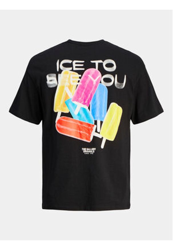 Jack & Jones T-Shirt Jorfrutti 12256926 Czarny Wide Fit. Kolor: czarny. Materiał: bawełna