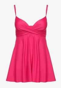 Born2be - Różowe Bikini Top o Rozkloszowanym Kroju i Majtki Figi ze Ściągaczem Folarune. Kolekcja: plus size. Kolor: różowy #4