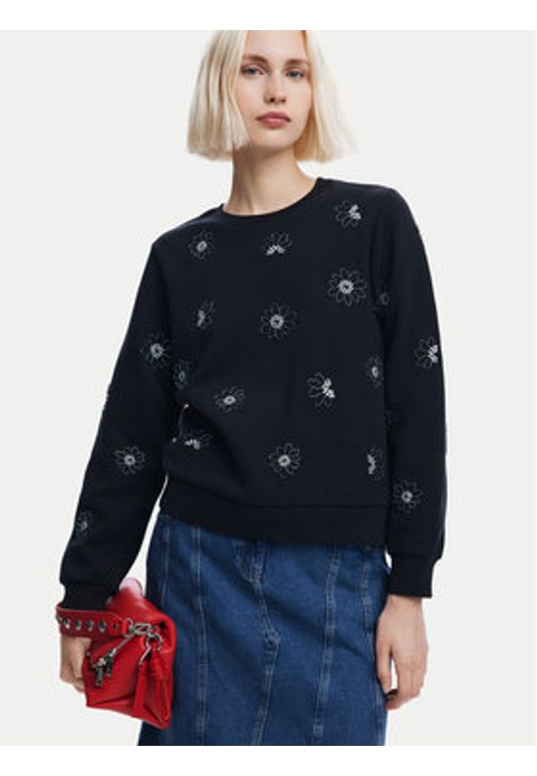 Desigual Bluza Joya 24WWSK32 Czarny Regular Fit. Kolor: czarny. Materiał: bawełna