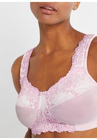 bonprix - Biustonosz odciążający bez fiszbinów z wyściełanymi ramiączkami. Kolor: fioletowy. Materiał: koronka. Wzór: koronka #2
