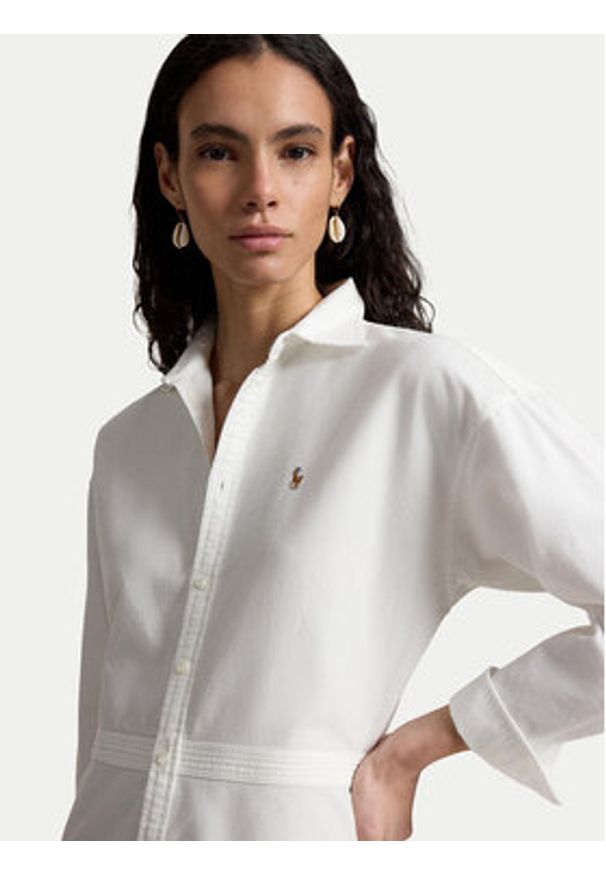 Polo Ralph Lauren Sukienka koszulowa 211B22755002 Biały Regular Fit. Typ kołnierza: polo. Kolor: biały. Materiał: bawełna. Typ sukienki: koszulowe