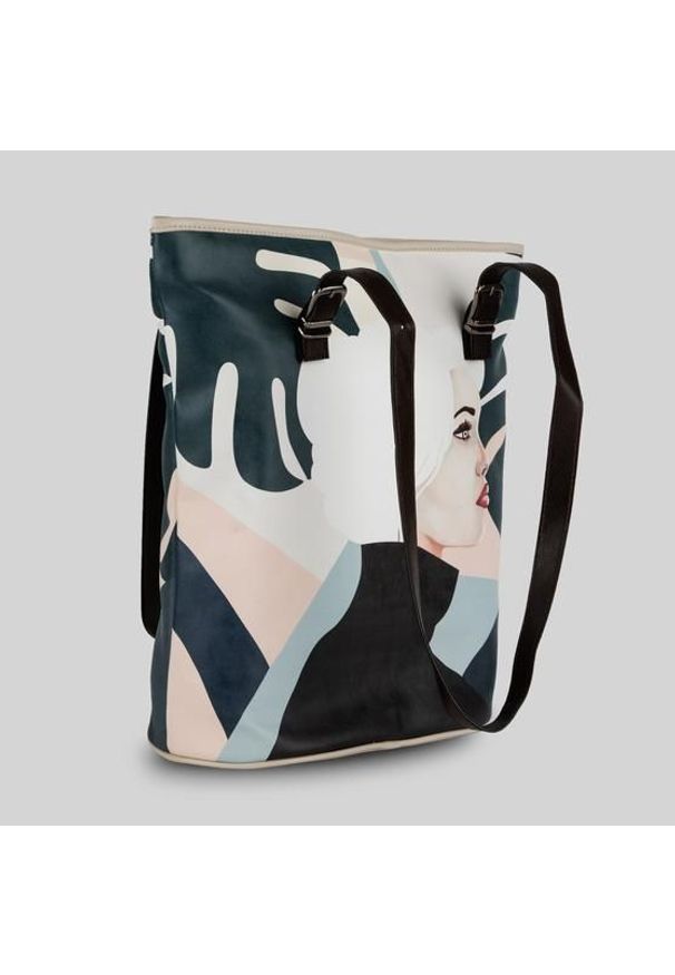 Torebka damska Mumka wegańska shopper Twarz Kobiety. Wzór: motyw zwierzęcy. Styl: elegancki