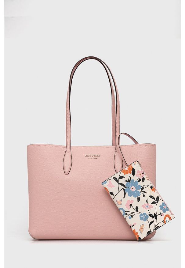 Kate Spade torebka skórzana kolor różowy. Kolor: różowy. Materiał: skórzane. Rodzaj torebki: na ramię