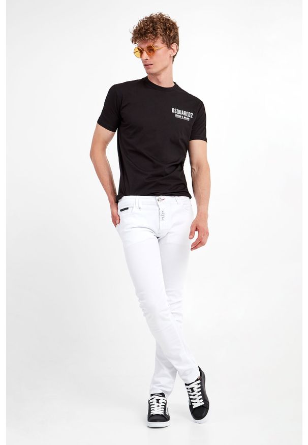 T-shirt męski DSQUARED2. Materiał: bawełna, tkanina. Długość rękawa: krótki rękaw. Długość: krótkie. Wzór: napisy