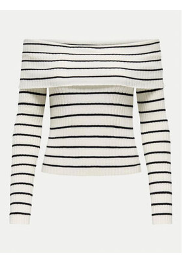 JDY Bluzka Liva 15336133 Écru Slim Fit. Materiał: syntetyk