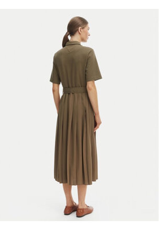 TOMMY HILFIGER - Tommy Hilfiger Sukienka codzienna WW0WW48756 Zielony Regular Fit. Okazja: na co dzień. Kolor: zielony. Materiał: bawełna. Typ sukienki: proste. Styl: casual