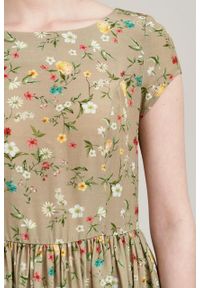Marie Zélie - Sukienka Antea Anemone beżowa. Kolor: beżowy. Materiał: wiskoza, materiał. Długość rękawa: krótki rękaw. Typ sukienki: asymetryczne #6