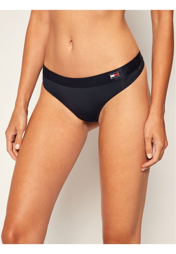 TOMMY HILFIGER Stringi Thong UW0UW01043 Granatowy. Kolor: niebieski. Materiał: syntetyk