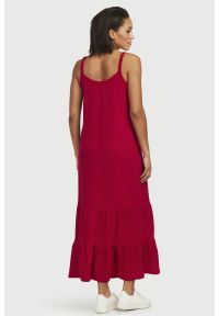 Cellbes - Długa sukienka z gniecionego dżerseju. Kolor: czerwony. Materiał: jersey. Długość rękawa: na ramiączkach. Styl: elegancki. Długość: maxi #4
