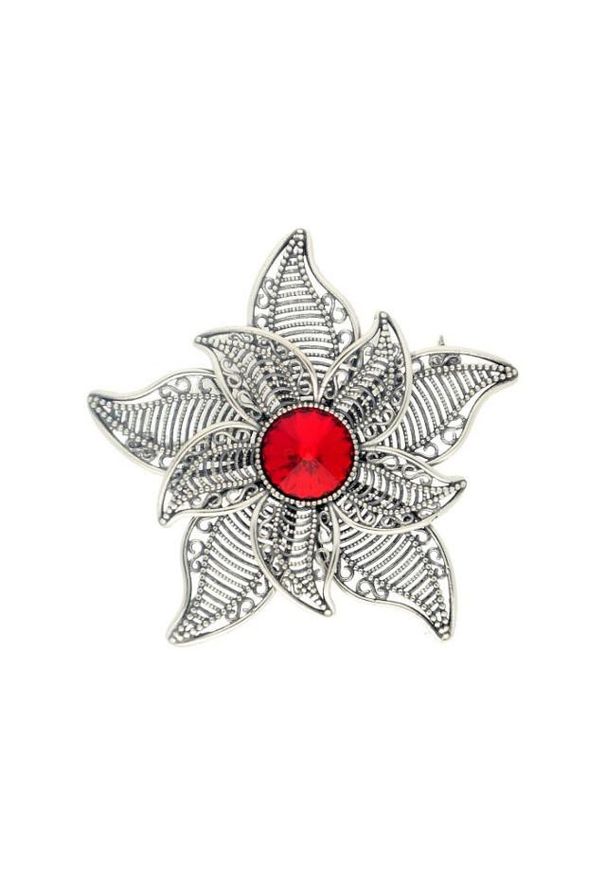 Polcarat Design - Broszka z kryształem Swarovski Kwiat B 170. Materiał: srebrne. Wzór: kwiaty. Kamień szlachetny: kryształ