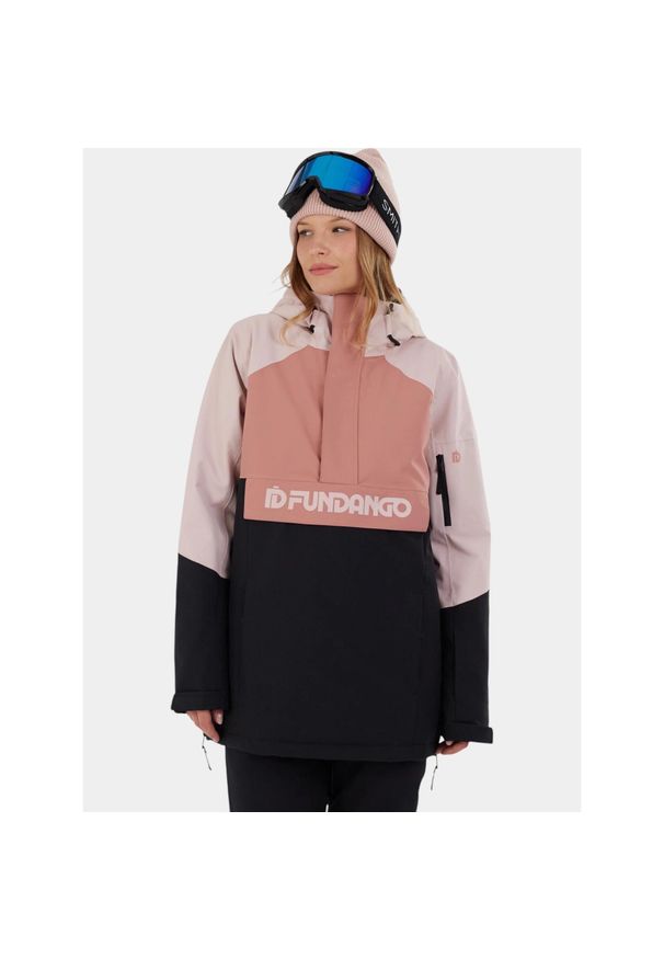 FUNDANGO - Anorak Damski Fundango Birch ECO Logo. Kolor: czarny, różowy, wielokolorowy. Sezon: zima. Sport: wspinaczka, turystyka piesza