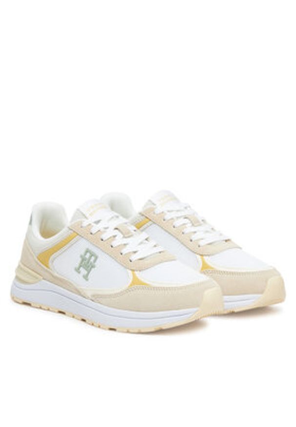 TOMMY HILFIGER - Tommy Hilfiger Sneakersy Casual Fashion Runner Mix FW0FW08324 Beżowy. Okazja: na co dzień. Kolor: beżowy. Materiał: materiał