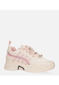 Casu - Różowe buty sportowe sneakersy sznurowane casu 20h1/p. Kolor: różowy. Materiał: skóra ekologiczna, materiał. Szerokość cholewki: normalna #2