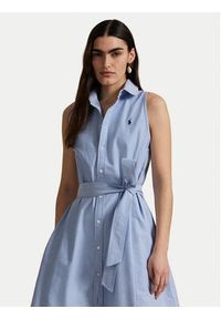 Polo Ralph Lauren Sukienka koszulowa 211906437006 Niebieski Regular Fit. Typ kołnierza: polo. Kolor: niebieski. Materiał: bawełna. Typ sukienki: koszulowe
