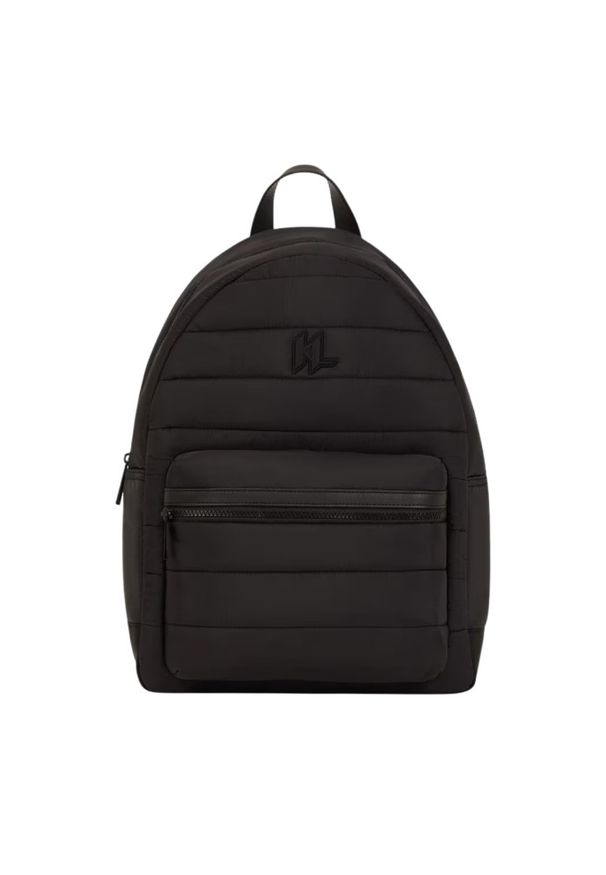 Karl Lagerfeld - KARL LAGERFELD Czarny plecak męski na laptopa z monogramem. Kolor: czarny. Styl: elegancki, casual