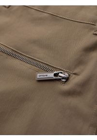 Ombre Clothing - Spodnie męskie cargo STRAIGHT LEG z kieszeniami zapinanymi na zamek – khaki V3 OM-PACG-0204 - XXL. Kolor: brązowy. Materiał: bawełna, materiał, elastan. Styl: elegancki #6