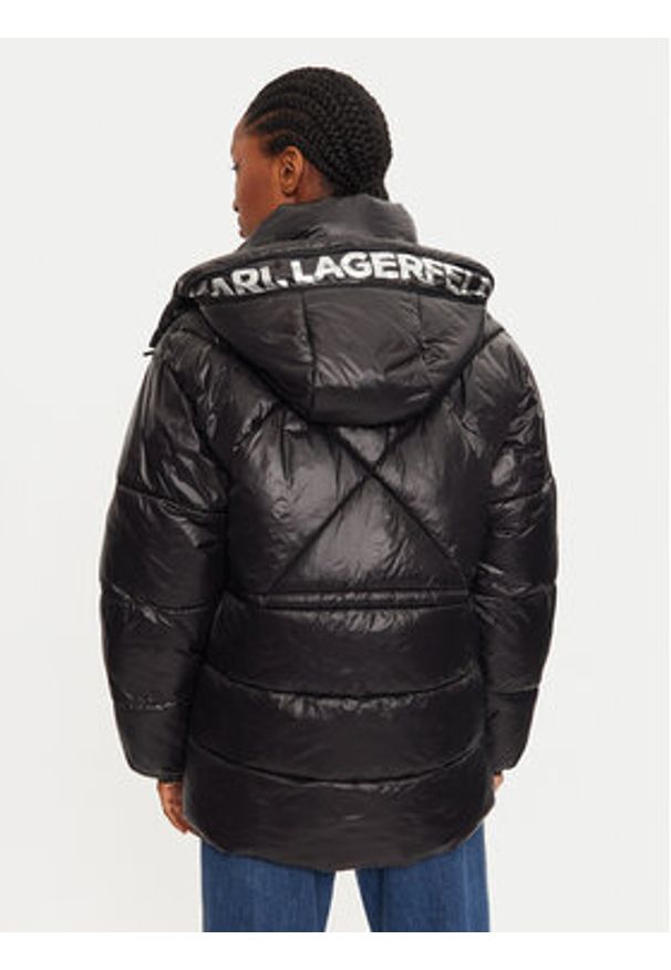 Karl Lagerfeld - KARL LAGERFELD Kurtka puchowa 246W1510 Czarny Regular Fit. Typ kołnierza: dekolt w karo. Kolor: czarny. Materiał: syntetyk
