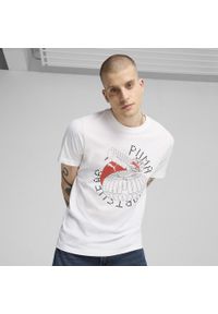 Puma - Męska koszulka Graphics Execution PUMA White. Kolor: biały. Materiał: guma. Wzór: nadruk