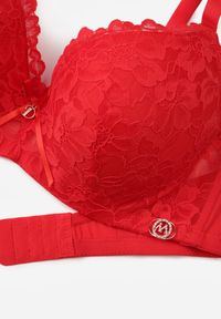 Born2be - Czerwony Koronkowy Biustonosz z Kokardką Nealenia. Kolor: czerwony. Materiał: koronka. Wzór: koronka #3