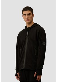 C.P. Company - C.P. COMPANY Czarna rozpinana męska bluza Hooded Open, Rozmiar XL. Kolor: czarny. Materiał: bawełna. Wzór: jednolity #1