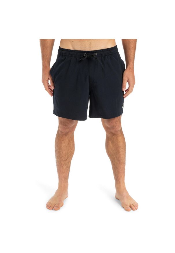 Quiksilver - Szorty kąpielowe dla Mężczyzn SURFSILK SOLID 16" Czarny. Kolor: brązowy, zielony, wielokolorowy. Materiał: elastan, poliester, materiał. Styl: sportowy