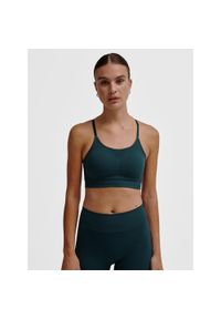 Bezszwowy biustonosz usztywniany dla kobiet Hummel MT Define. Kolor: zielony. Materiał: tkanina. Sport: piłka nożna #1