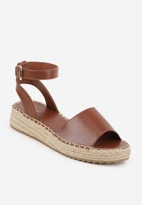 Born2be - Brązowe Sandały VICES na Grubej Podeszwie z Plecionki z Paskiem Wokół Kostki Doria. Zapięcie: pasek. Kolor: brązowy. Materiał: jeans. Sezon: lato #8